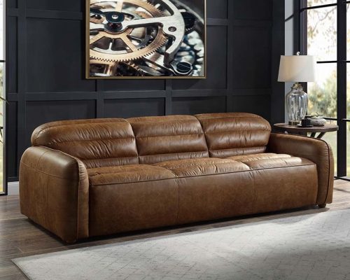 Rafer Cocoa Top Grain Leather Sofa