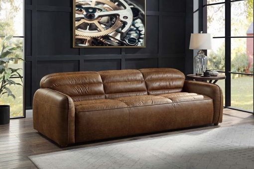 Rafer Cocoa Top Grain Leather Sofa