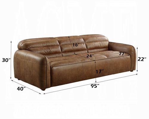 Rafer Cocoa Top Grain Leather Sofa