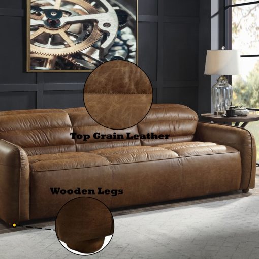 Rafer Cocoa Top Grain Leather Sofa