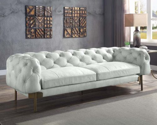 Ragle Vintage White Top Grain Leather Sofa