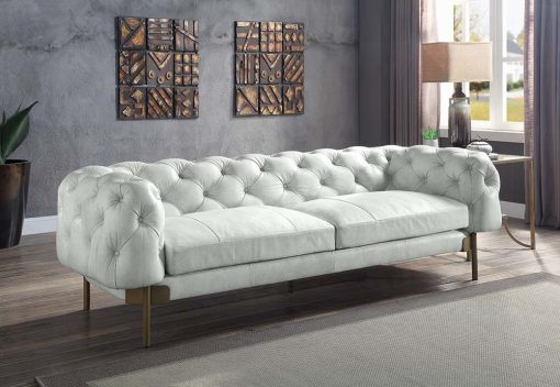 Ragle Vintage White Top Grain Leather Sofa