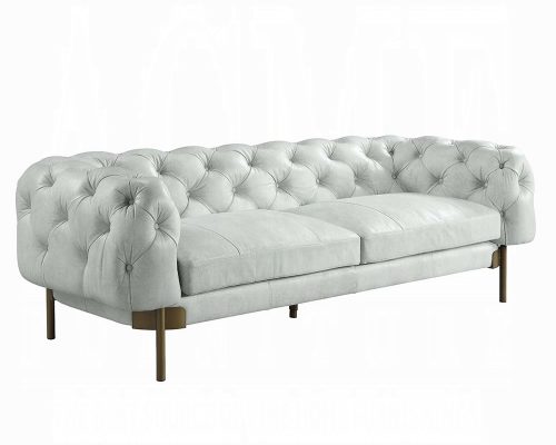 Ragle Vintage White Top Grain Leather Sofa