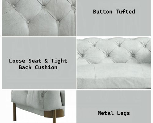 Ragle Vintage White Top Grain Leather Sofa