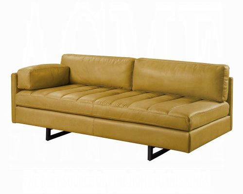 Radia Turmeric Top Grain Leather Sofa with Pillow