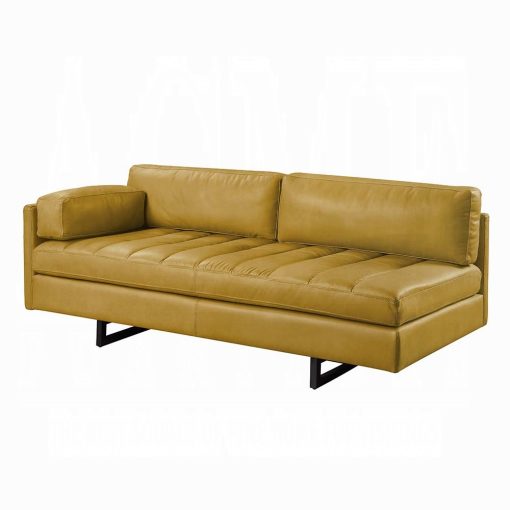 Radia Turmeric Top Grain Leather Sofa with Pillow