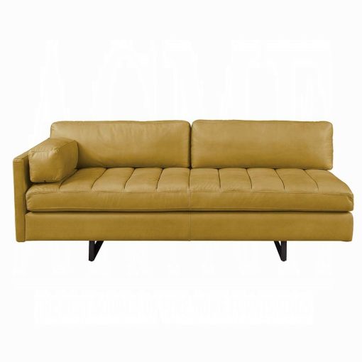 Radia Turmeric Top Grain Leather Sofa with Pillow