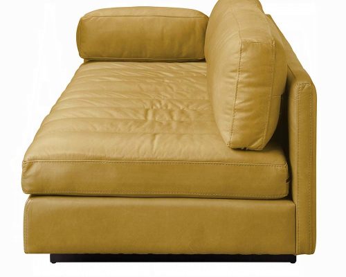 Radia Turmeric Top Grain Leather Sofa with Pillow