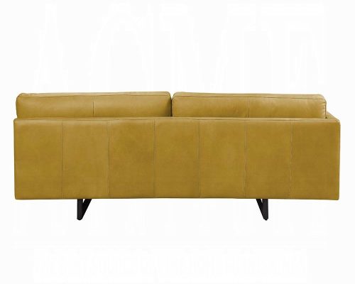 Radia Turmeric Top Grain Leather Sofa with Pillow