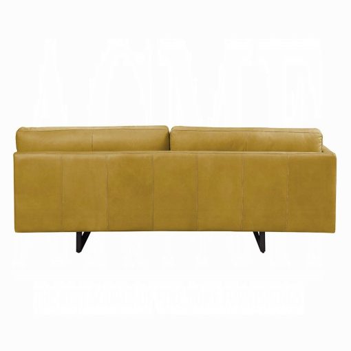 Radia Turmeric Top Grain Leather Sofa with Pillow