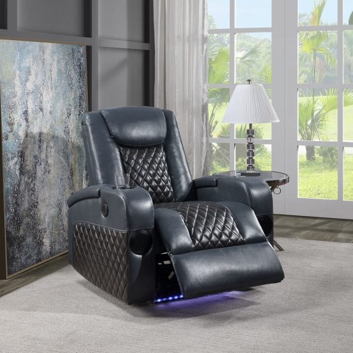 Alair Metal & Leather-Aire Power Motion Recliner with Bluetooth, Wireless Charger & Cupholder