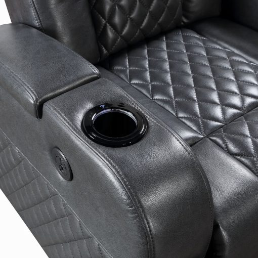 Alair Metal & Leather-Aire Power Motion Recliner with Bluetooth, Wireless Charger & Cupholder - Image 20