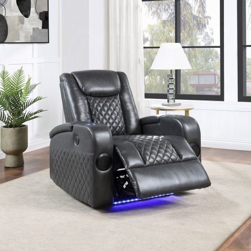 Alair Metal & Leather-Aire Power Motion Recliner with Bluetooth, Wireless Charger & Cupholder - Image 13