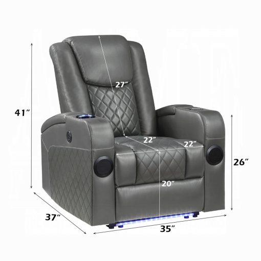 Alair Metal & Leather-Aire Power Motion Recliner with Bluetooth, Wireless Charger & Cupholder - Image 24