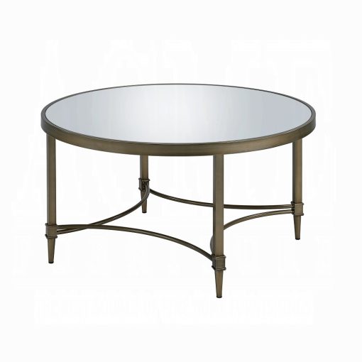 Aditya Mirrored & Antique Brass Coffee Table - Image 2