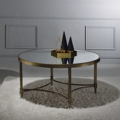 Aditya Mirrored & Antique Brass Coffee Table