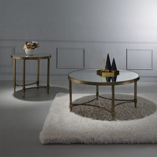 Aditya Mirrored & Antique Brass Coffee Table - Image 5