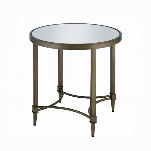 Aditya Mirrored & Antique Brass End Table - Image 2