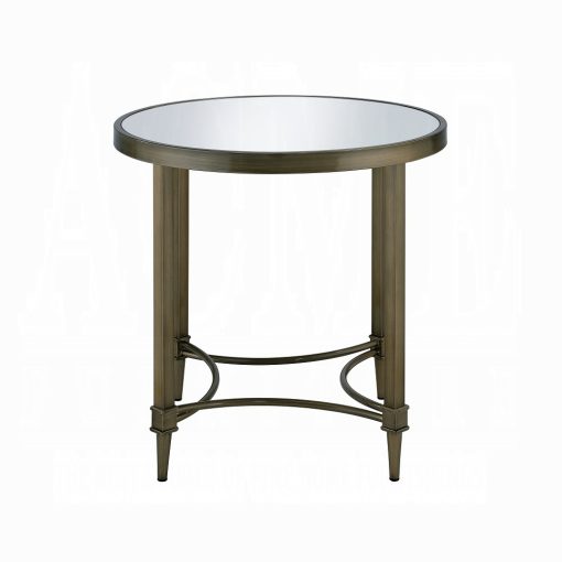 Aditya Mirrored & Antique Brass End Table - Image 3