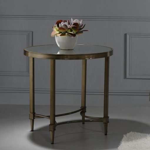 Aditya Mirrored & Antique Brass End Table