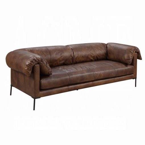 Jaron Mocha Top Grain Leather Sofa - Image 2