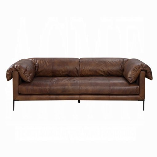 Jaron Mocha Top Grain Leather Sofa - Image 3