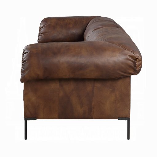 Jaron Mocha Top Grain Leather Sofa - Image 4