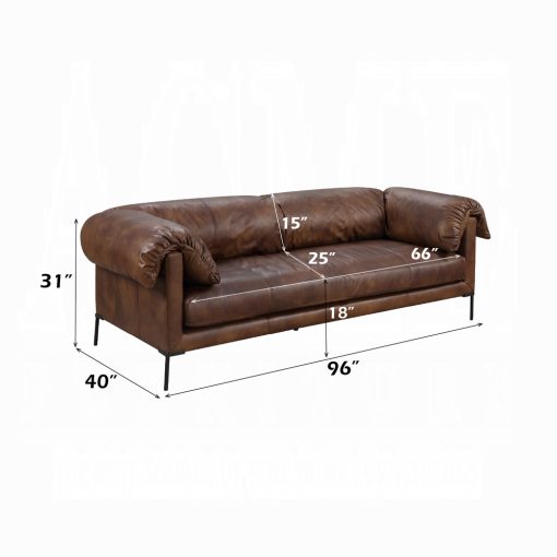 Jaron Mocha Top Grain Leather Sofa - Image 7