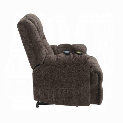 Pacay Brown Chenille Power Recliner with Lift & Heating & Massage - Image 4