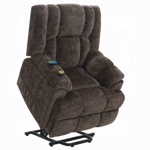 Pacay Brown Chenille Power Recliner with Lift & Heating & Massage - Image 8