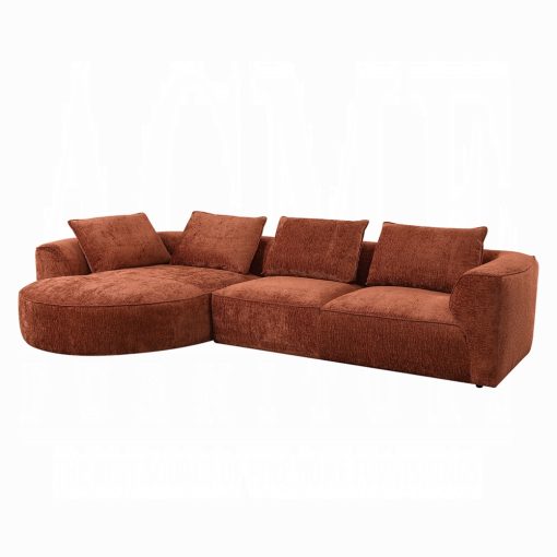 Aceso Contemporary Brown Chenille Sectional Sofa with 4 Pillows - Image 2