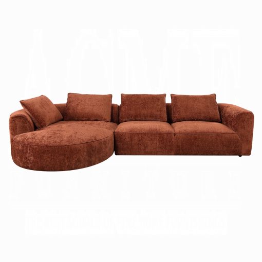 Aceso Contemporary Brown Chenille Sectional Sofa with 4 Pillows - Image 3