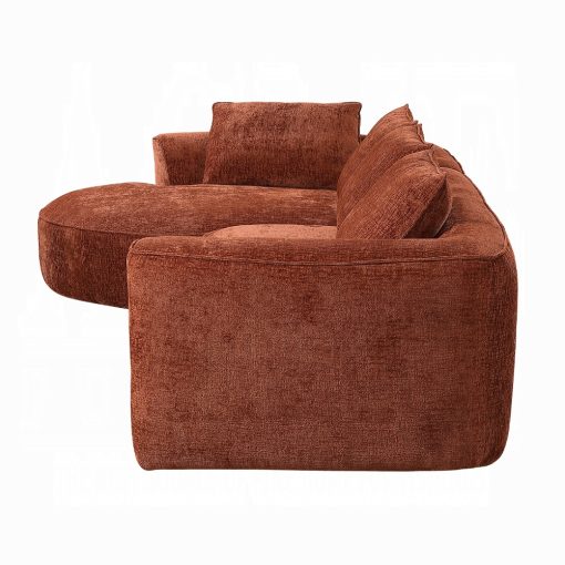 Aceso Contemporary Brown Chenille Sectional Sofa with 4 Pillows - Image 4