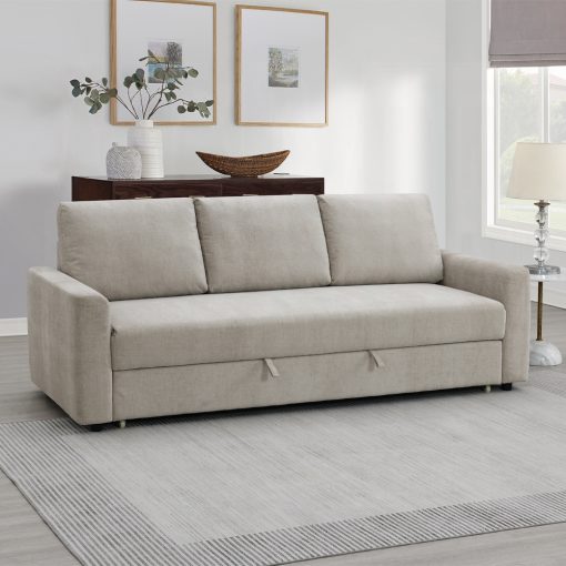 Leira Beige Linen Sofa with Sleeper