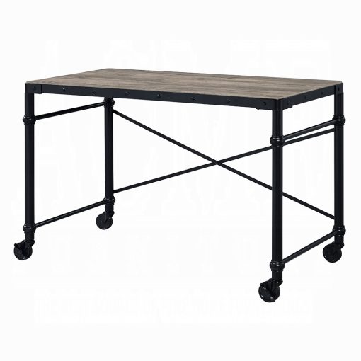 Oklarth Rustic Oak & Black Writing Desk - Image 2