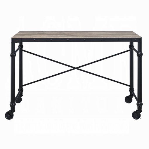 Oklarth Rustic Oak & Black Writing Desk - Image 3