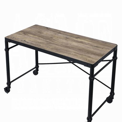 Oklarth Rustic Oak & Black Writing Desk - Image 4