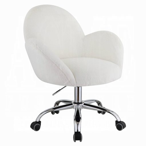 Jago White Lapin & Chrome Office Chair - Image 2