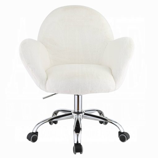 Jago White Lapin & Chrome Office Chair - Image 3