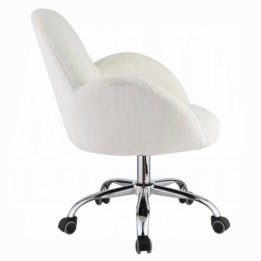 Jago White Lapin & Chrome Office Chair - Image 4