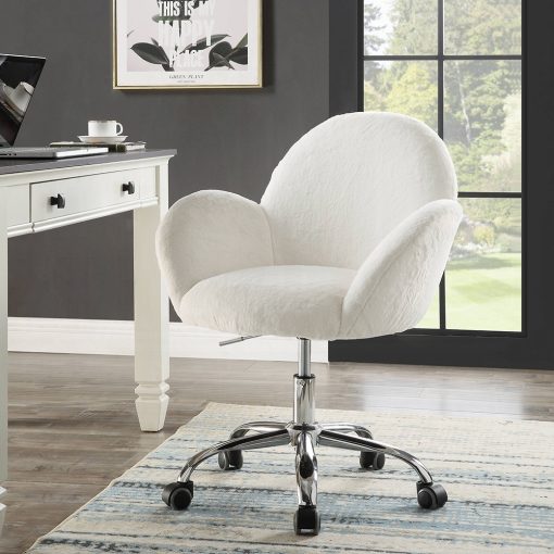 Jago White Lapin & Chrome Office Chair