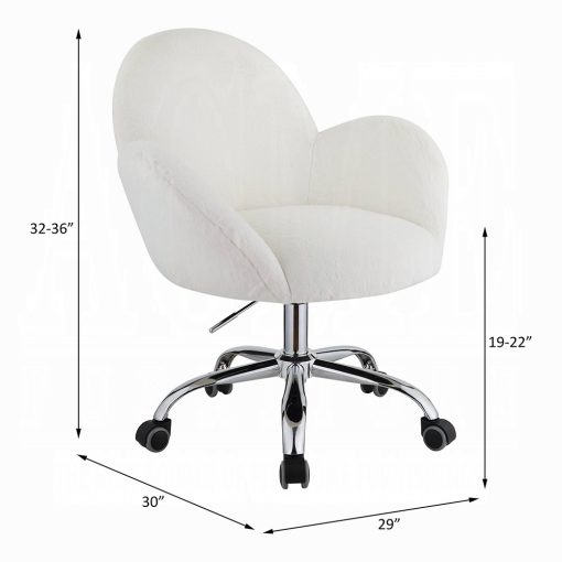 Jago White Lapin & Chrome Office Chair - Image 9