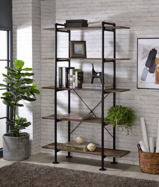 Nefo Rustic Oak & Black Bookshelf