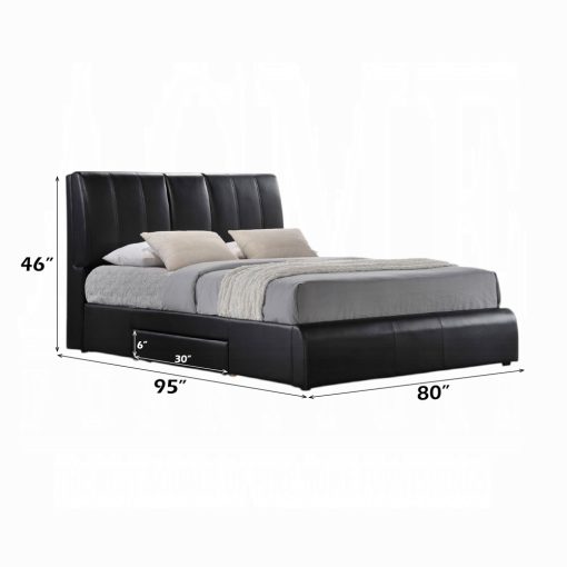Acme Kofi Black Synthetic Leather EK Bed with Storage - Image 4