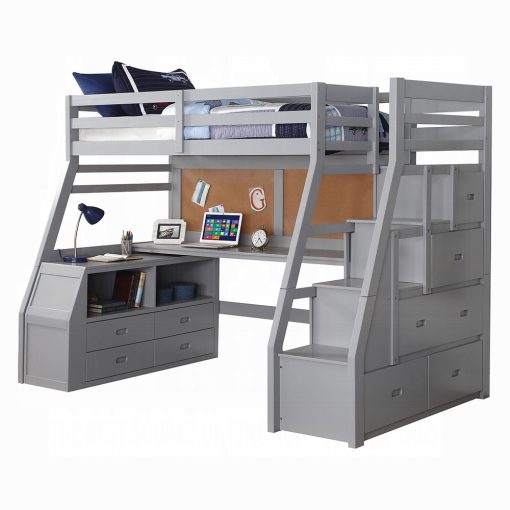 Acme Jason II Gray Twin Loft Bed with Storage - Image 2