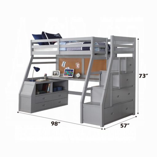 Acme Jason II Gray Twin Loft Bed with Storage - Image 4