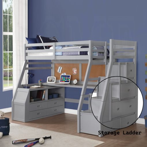 Acme Jason II Gray Twin Loft Bed with Storage - Image 3