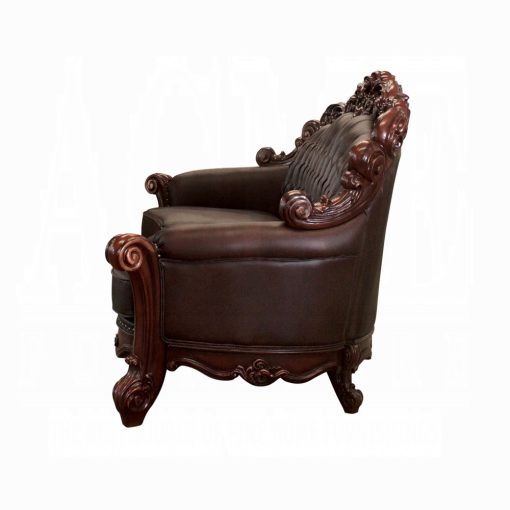 Acme Vendome Cherry Synthetic Leather & Cherry Oversized Sofa with 4 Pillows - Image 5