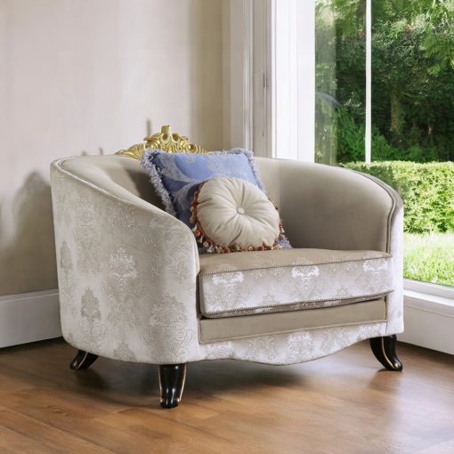 Acme Sheridan Cream Fabric Chair with 2 Pillows - Image 2