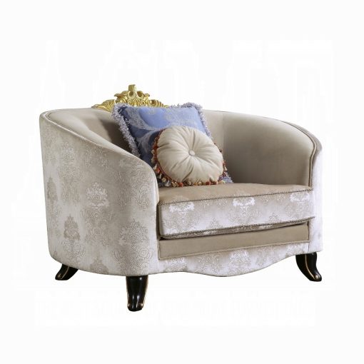 Acme Sheridan Cream Fabric Chair with 2 Pillows - Image 3
